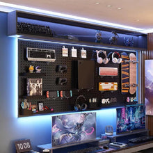Load image into Gallery viewer, RGB Gaming Pegboard Wall Organizer with Metal Panels and Hooks, 12x24 Setup