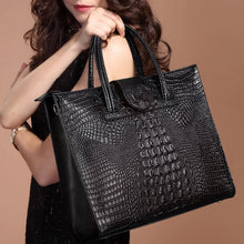 Load image into Gallery viewer, Women's Large Capacity Genuine Leather Tote Bag – Crocodile Pattern Business Shoulder Bag
