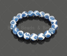 Load image into Gallery viewer, Natural Blue White Tibetan Agate Stretchy Bracelet
