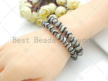 Load image into Gallery viewer, Natural Black White Tibetan Agate Stretchy Bracelet, sku#U1096