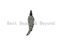 Load image into Gallery viewer, CZ Micro Pave Angel Wing Pendant/Charm, Cubic Zirconia Pendant Charm, 6x23mm,sku#X115