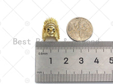 Load image into Gallery viewer, CZ Micro Pave Pharoah Head Spacer Beads, Cubic Zirconia Pharoah Head Spacer Beads,Men's Jewelry Findings, 10x13x14mm, sku#LK91