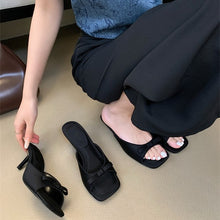 Load image into Gallery viewer, Women's Bow-Tie Square-Toe Stiletto Sandals - Elegant Open-Toe Heels