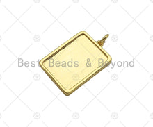 Load image into Gallery viewer, Gold Filled Rose Flower On Rectangle Shape Pendant, 18K Gold Filled Medallion Charm, Necklace Bracelet Charm Pendant,15x22mm,Sku#F1398