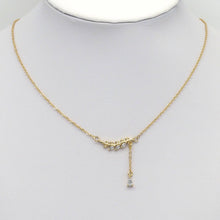 Load image into Gallery viewer, Gold CZ Leaf Connector Charm, Sku#LD426