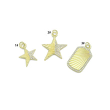 Load image into Gallery viewer, Clear CZ Radical Line Star Dogtag Rectangle Charm Pendant,Sku#LK1255
