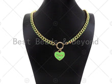 Load image into Gallery viewer, Enamel Colorful Love On Heart Shape Pendant,CZ Micro Enamel Pendant Charm, Enamel Jewelry,25x25mm,Sku#L477
