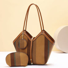 Load image into Gallery viewer, Women's PU Leather Tote Bag - High Capacity Shoulder Handbag with Color Block Design
