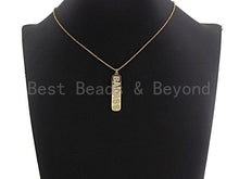Load image into Gallery viewer, CZ Badass Micro Pave Long Bar Alphabet Pendant, Cubic Zirconia Strip Pendant, Micro pave letter pendant, 9x27mm, sku#X137