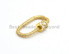 Load image into Gallery viewer, CZ Micro Pave Oval Shape Clasp, Gold/Rose gold/Gunmetal/Silver Plated Clasp, 15x29mm, sku#H144