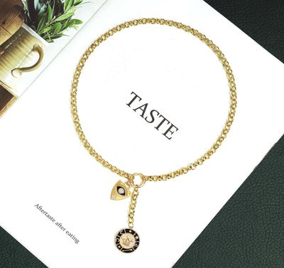 Custom Rolo Chain Drop Coin Necklace, sku#CL14-2