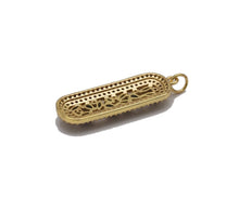 Load image into Gallery viewer, Gold Cobalt CZ Long Oval Bar Charm, Sku#LK699