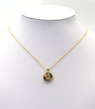 Load image into Gallery viewer, Colorful Baguette CZ initial Letters Round Charm, Sku#JL174