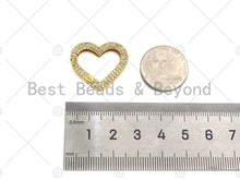 Load image into Gallery viewer, CZ Pave Heart Clasp, 18K Dainty Gold Carabiner Clasp, Snap Clip Trigger Clasp, Spring Buckle Clasp , 25x22mm,Sku#LD65