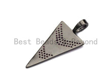 Load image into Gallery viewer, Gunmetal Triangle Shape with Blue/Pink/Black Arrow Pave CZ Pendant, CZ Pave Pendant, 20x46mm, sku#X103