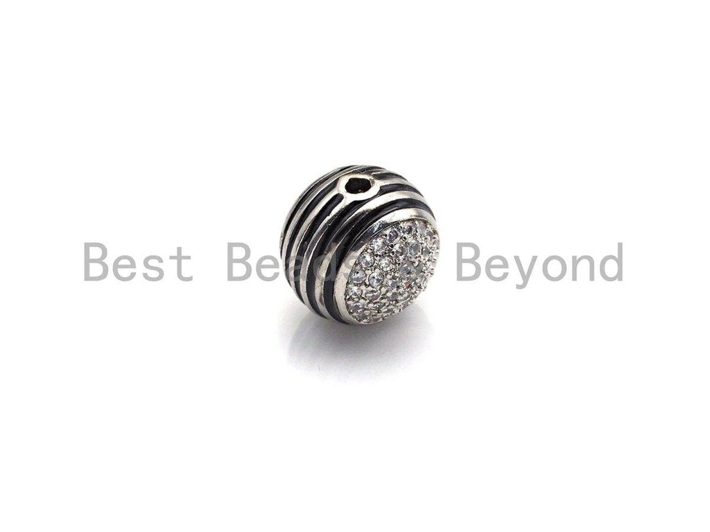 12mm CZ Pave Curved Enamel Line Ball beads, sku#z928c
