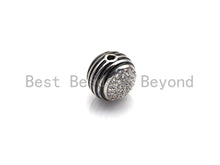 Load image into Gallery viewer, 12mm CZ Pave Curved Enamel Line Ball beads, sku#z928c
