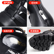 Load image into Gallery viewer, Women's Cutout Platform Sandals | Waterproof Open-Toe Cowhide Back Zipper Heels