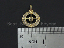 Load image into Gallery viewer, Clear CZ Micro Pave Hollow out Compass Pendant/Charm,Round C
