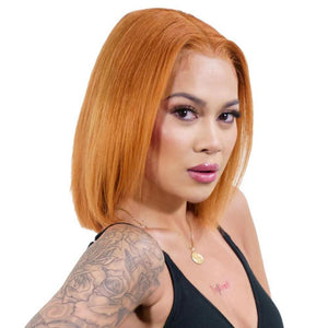 Cinnamon 13x4 Transparent Lace Front 100% Human Hair Bob Wig