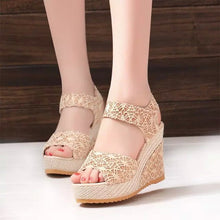 Load image into Gallery viewer, Women's Cutout Platform Sandals | Waterproof Open-Toe Cowhide Heels