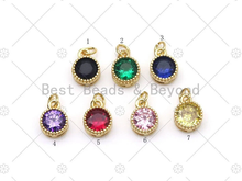 Load image into Gallery viewer, Colorful Big CZ Micro Pave Round Shape Pendant,18K Gold Filled Coin Charm, Necklace Bracelet Charm, Sku#LK527