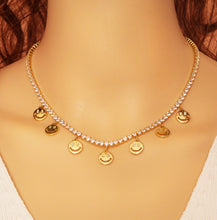 Load image into Gallery viewer, Smiley Face Tennis Chain Necklace, Choker Necklace, sku#LD368
