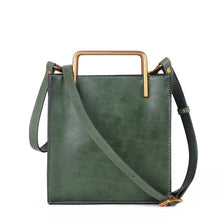 Load image into Gallery viewer, Vintage Full-Grain Leather Crossbody Bag | Small Square Cowhide Handbag for Women