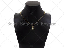 Load image into Gallery viewer, CZ Micro Pave Hand Shape Pendant/Charm,Cubic Zirconia Gold/Silver/Black Charm, Necklace Bracelet Charm Pendant, 6x18mm, Sku#L548