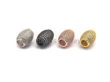 Load image into Gallery viewer, CZ Micro Pave Large Hole Drum Barrel Spacer Beads for Bracelet/Necklace, Cubic Zirconia Big Hole Spacer Beads, 10x12mm, sku#X106