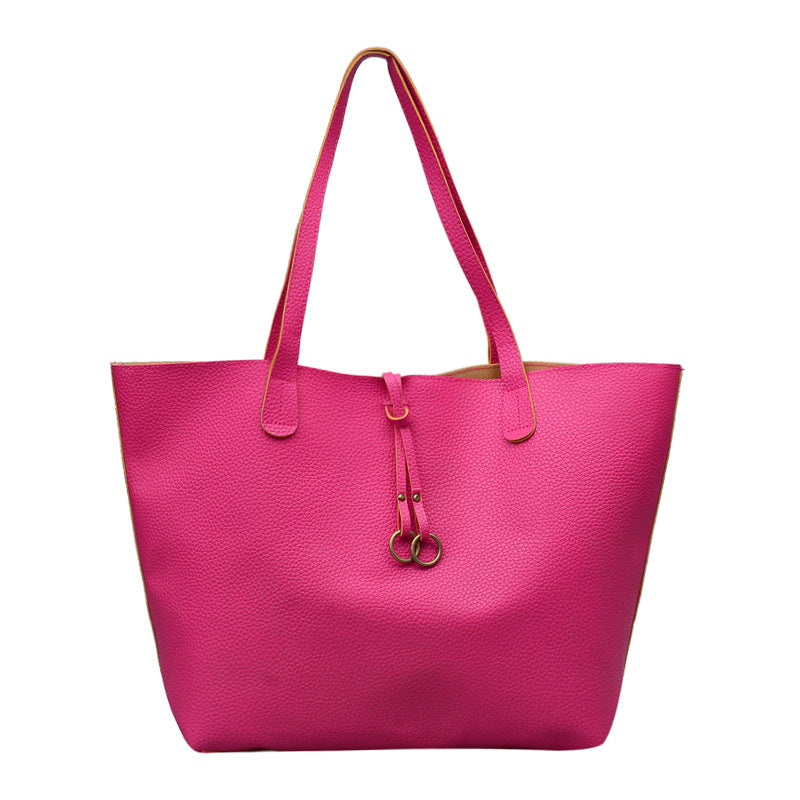 Women's PU Leather Ribbon Shoulder Bag Two-Piece Set | Tassel Crossbody Handbag