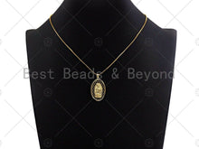 Load image into Gallery viewer, 18K Gold Virgin Mary On Oval Emblem Pendant, Hollow Out Oval Charm, Virgin Mary Pendant, Dianty Gold Medallion Charm,31x19mm, Sku#F1145