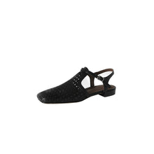 Load image into Gallery viewer, Women's Perforated Leather Slingback Sandals | T-Strap Closed-Toe Flat Shoes