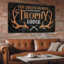 Load image into Gallery viewer, Family Hunting Trophy Lodge Sign