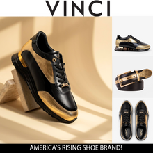 Load image into Gallery viewer, The Arda Black &amp; Gold Leather Men Sneaker