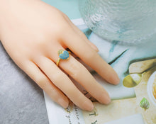 Load image into Gallery viewer, Turquoise CZ Heart Open Ring, Sku#B142
