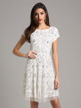Load image into Gallery viewer, Lara Allison Short Sleeve Beaded Cocktail Dress in Ivory