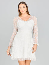 Load image into Gallery viewer, Lara Eliza Beaded A-line Bell Sleeve Bridal Short Dress