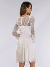 Load image into Gallery viewer, Lara Eliza Beaded A-line Bell Sleeve Bridal Short Dress