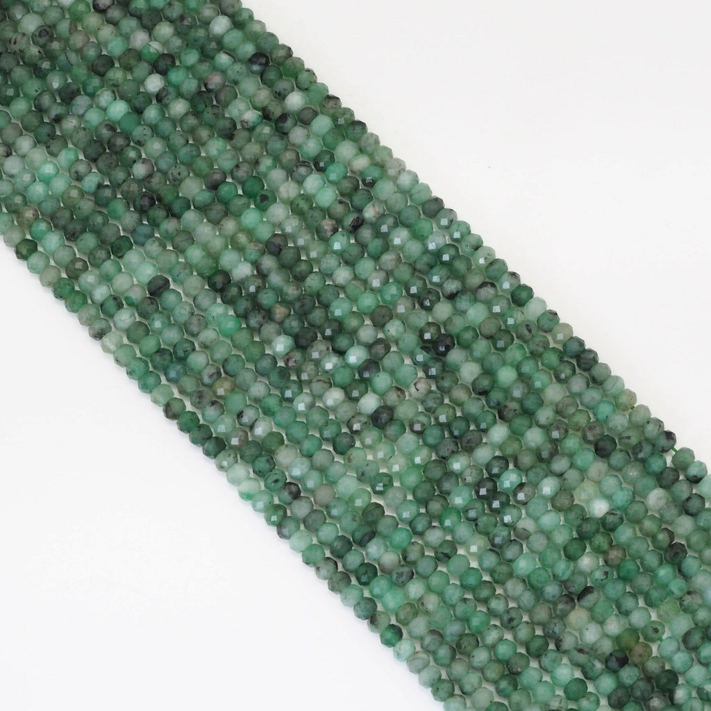 Genuine Emerald Faceted Rondelle Beads, Sku#U1694