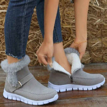 Load image into Gallery viewer, Women's Winter Snow Boots - Warm Plush Ankle Boots with Buckle Design