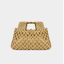 Load image into Gallery viewer, Hollow-out Bamboo-Section Handle Handwoven Small Square Bag