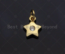 Load image into Gallery viewer, CZ Micro Pave  Cresent Moon Heart Star Shape Pendant, Gold Plated Jewelry, Necklace Bracelet Charm Pendant, 9x10mm,sku#LD04