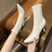 Load image into Gallery viewer, Women's Retro Mid-Calf Pointed Toe Stiletto Boots - Side Zip High Heel Boots