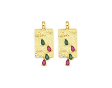 Load image into Gallery viewer, Teardrop CZ Rectangle Charm, Sku#LK585