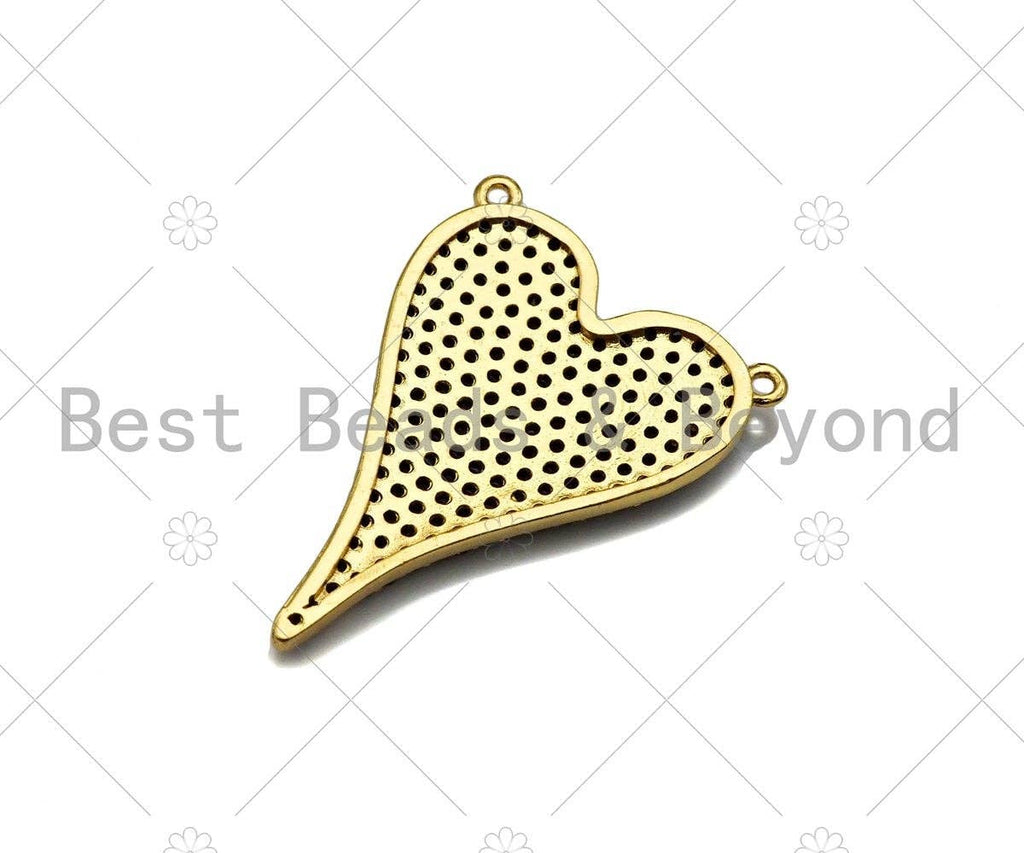Gold Filled Black CZ Micro Pave Heart Shape Pendant, 18K Gold Filled Heart Charm, Necklace Bracelet Charm Pendant,20x28mm,Sku#LK332
