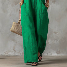 Load image into Gallery viewer, Linen Blend Sleeveless Stand-Collar Jumpsuit – 5 Colors S–3XL