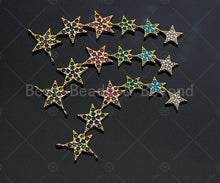 Load image into Gallery viewer, Multicolor CZ Multi Stars Necklace pendant, CZ Micro Pave Necklace Pendant, 19x66mm, sku#JL03