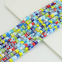 Load image into Gallery viewer, 7x11mm Evil Eye Glaze Rondelle Beads, Sku#U1971