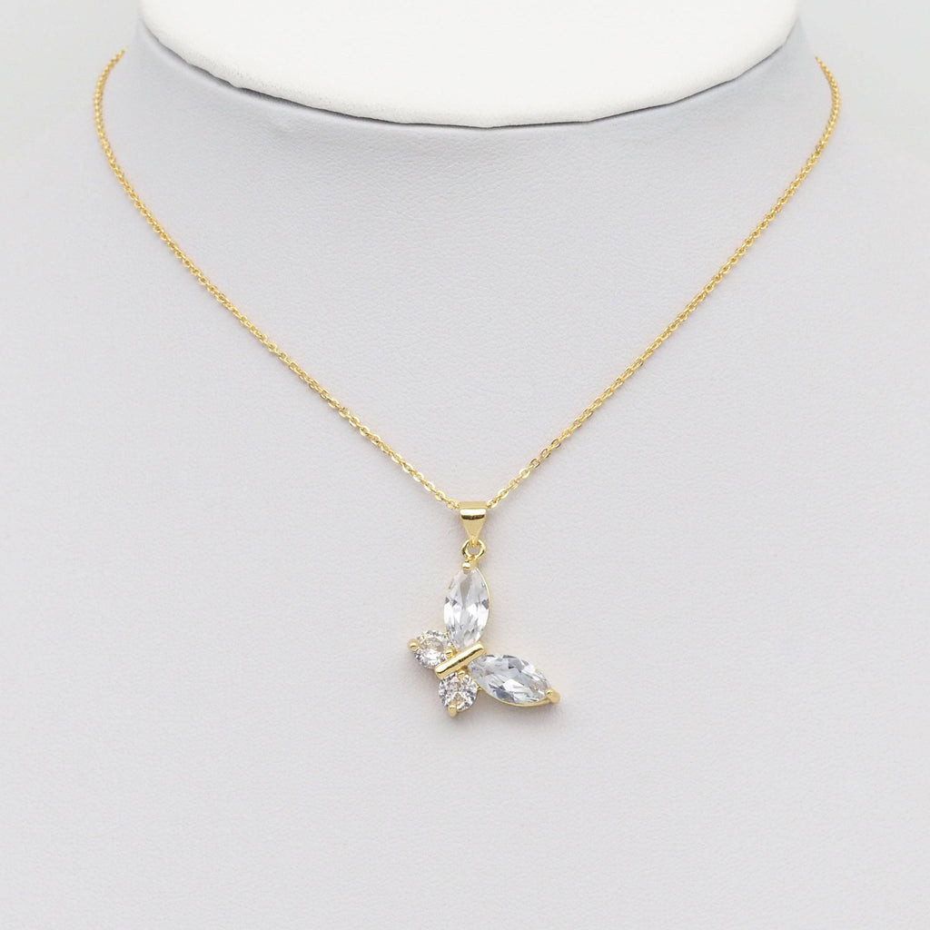 Clear CZ Gold Butterfly Charm, Sku#LK890